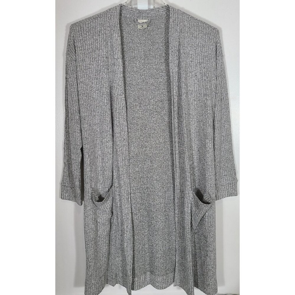 SOMA Women's Size Medium Gray Open Front Cardigan Long Sleeve Pockets